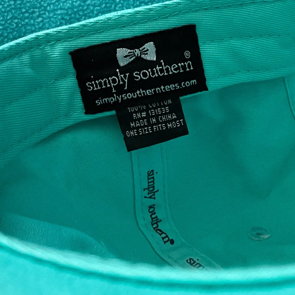 NWT Simply Southern Hat Cap Womens Ladies Adjustable Teal Pink Glitter Bow Tie - Picture 5 of 6